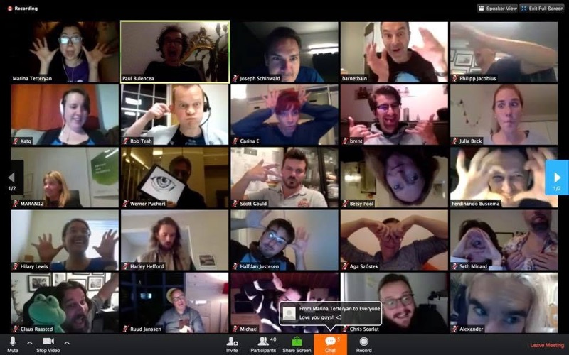 The College community meeting on a video call