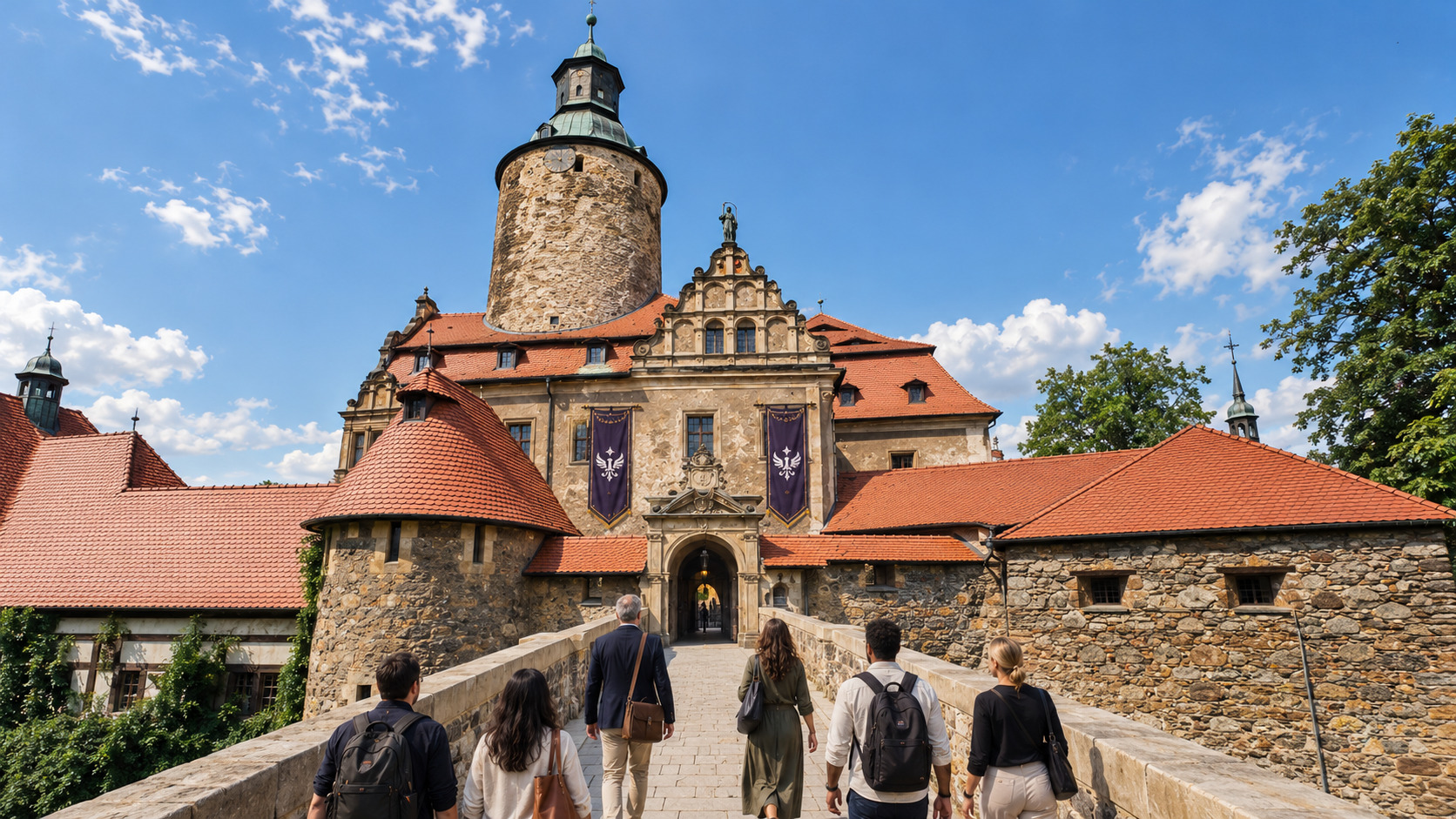 Participants arriving at Czocha Castle
